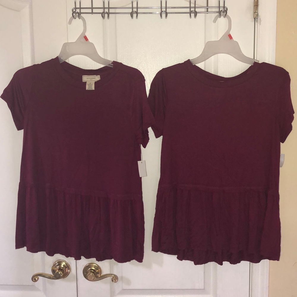 No comment women’s magenta short sleeve peplum top